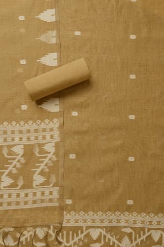 Soch Womens Mustard Chanderi Woven Design Unstitched Dress Material