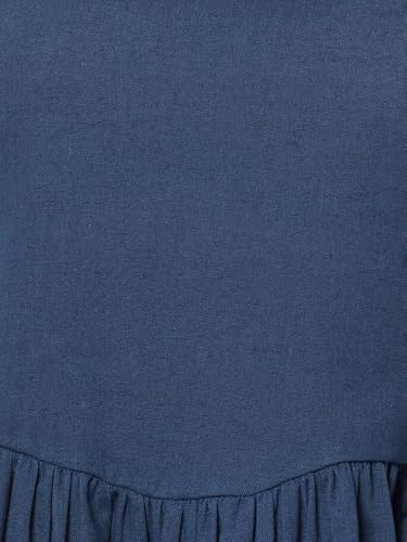 Max Women Solid Fit & Flared Dress (Blue_S)