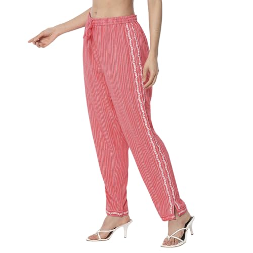 Rangriti Women's Regular Pants (WODWLK22018SS25CRL_Coral
