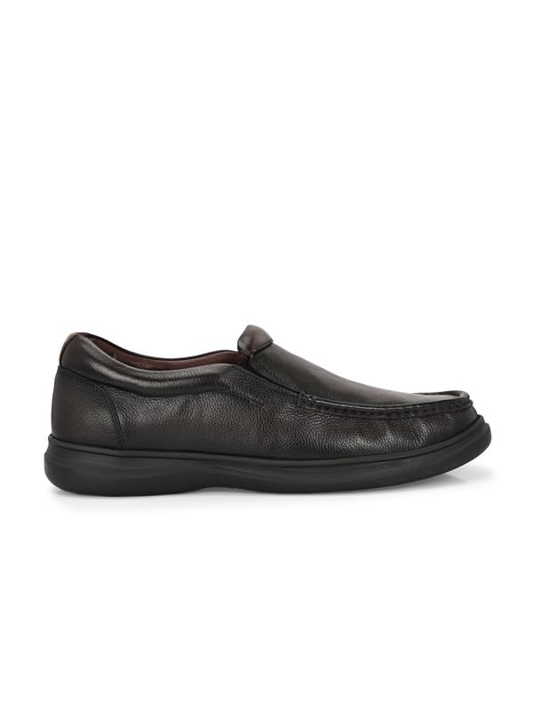 HITZ Men's Brown Leather Slip On Shoes