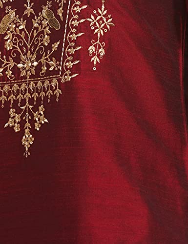 BIBA WOMEN EMBROIDERY SALWAR KURTA DUPATTA(SKDROYAL RA7630_MAROON_32)