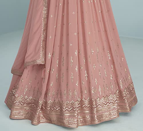 RUDRAPRAYAG Georgette Embroidered Semi-Stitched Maxi Gown For Women Orange_5XL