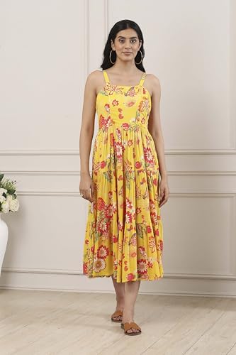 Biba Women Yellow Viscose Rayon Tiered Dress_32