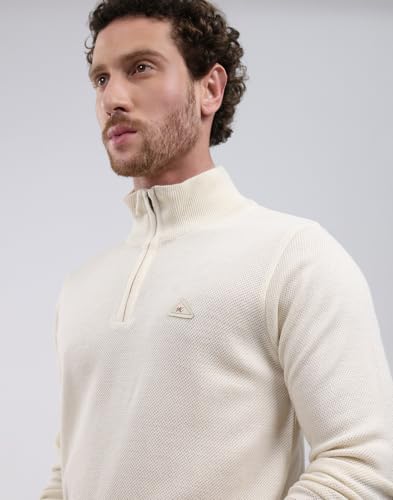 Monte Carlo Men's Mock Neck Full Sleeve Pullover Cream 3XL (Pack 1)