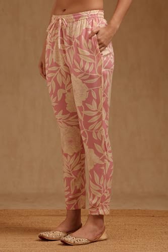 Soch Womens Pink Rayon Botanical Print Co-Ord Set