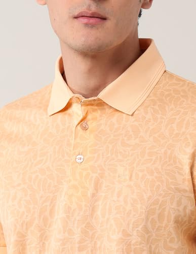 Arrow Men's Leaves Regular Fit Polo Shirt (ARAJTS3849_Light Orange