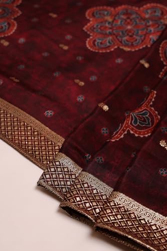 Soch Womens Wine Russian Silk Ethnic Motifs Gown with Mirror and Cutdana