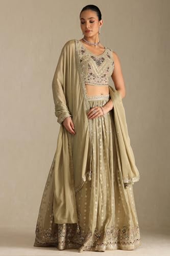 Soch Women's Viscose Blend Lehenga Choli (OWS5CD21816_Beige_XL)