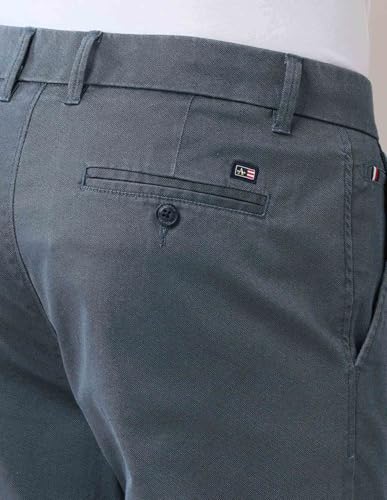 Arrow Sports Men's Blue Solid Mid Rise Cotton Button Slim Fit Flat Front Slant Pocket Trousers (ASAJTR2484_Blue_30)