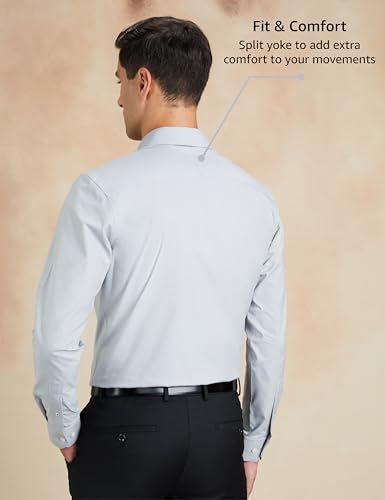 Symbol Premium Men's Cotton Non-Iron Formal Shirt (Regular Fit | Solid) (SP-M-S24-FS-02_Light Grey_40)