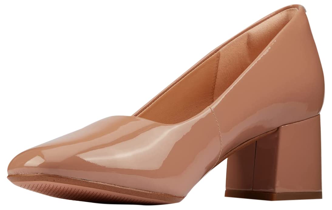 Clarks Womens Sheer55 Court Wine Leather Praline Court Shoes - 8 UK (26161690_Praline)