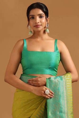 Soch Womens Light Green Silk Blend Ethnic Motifs Zari Woven Saree