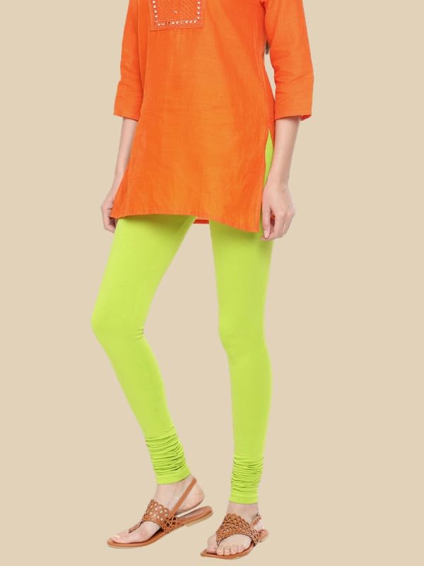 De Moza Ladies Churidar Leggings Solid Cotton Lime