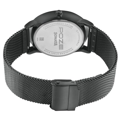 Sonata Poze Quartz Analog Grey dial Metal Strap Watch for Men-SP70006QM03