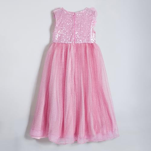 Hopscotch Girls Pink Sleeveless Floral Applique Sequin Gown for Age (2-3 Years)