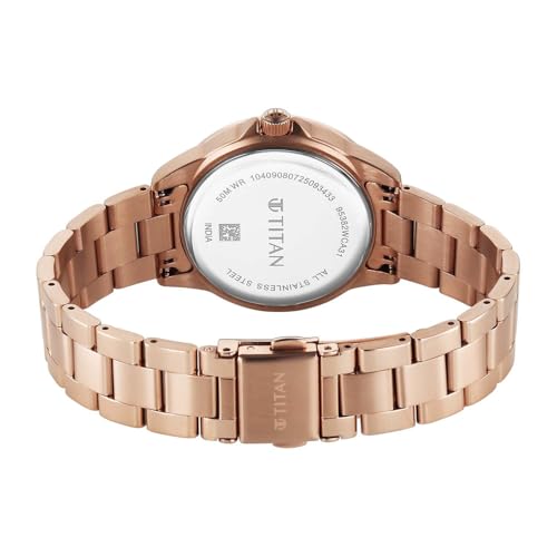 Titan Glamour Quartz Analog Pink Dial Stainless Steel Strap Watch for Women
