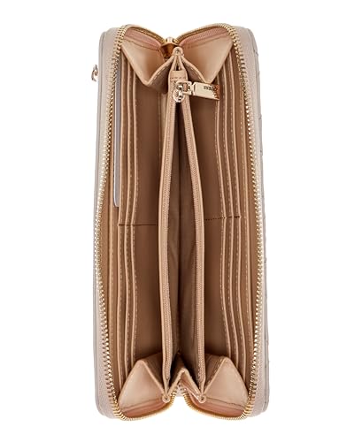 Guess Latte Printed Zipper Karnilla Logo Large Zip Around Wallet