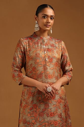 Soch Womens Rust Muslin Botanical Kurta