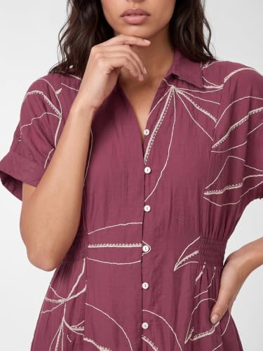 Max Women Embroidered Shirt Dress (Purple_S)