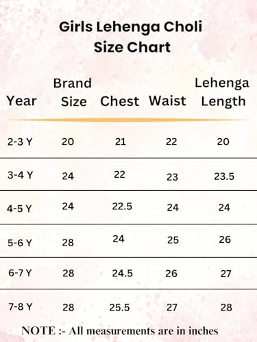 Kidsella Girls Soft Silk Printed Lehenga Choli Set | Kids Readymade Ethnic Wear | Girls Traditional Dress (Red, 3-4 Years)