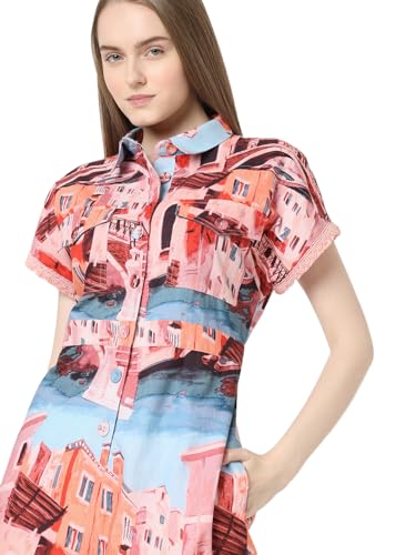 VERO MODA Women Graphic Print Multicolor Cotton Above Knee Length Regular Fit Jumpsuit