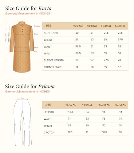 Manyavar Men's Viscose Blend Printed|Embroidered Kurta Pyjama Set (Cream,04XL)