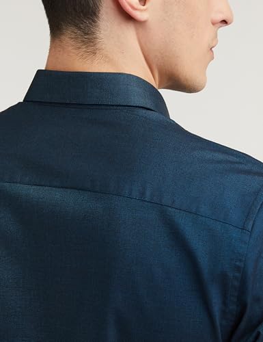 Peter England Men's Everyday Solid Slim Fit Full Sleeve Formal Shirt | Cotton-Rich, Blue