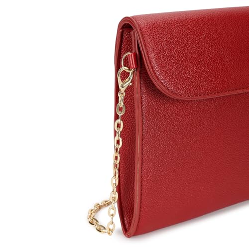 Fastrack Chain Reaction Sling Bag for Women | Medium Size with Flap Closure, Twist Lock and Gold Metal Chain | Stylish Sling Bag for Parties and Casual Outings