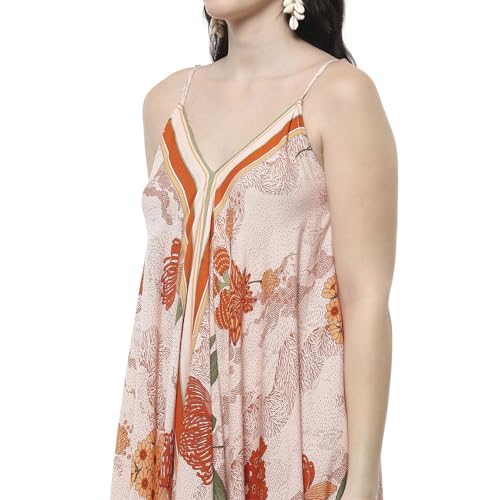 Biba Women Beige Floral Printed Strappy Relaxed Maxi Dress_40