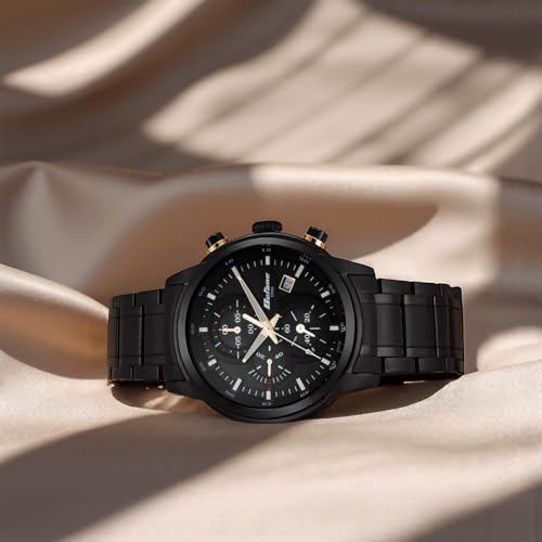 Titan Octane Quartz Chronograph with Date Black Dial Black Stainless Steel Strap Watch for Men - NT90086KM05