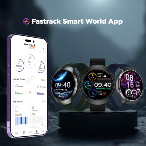 Fastrack VOX CirQ Smart Watch with AI Chat & AI Watchfaces, 1.38” TFT Display, Ripple Design, BT Calling, 24/7 Health Suite, SpO2, HRM, Sleep Tracking, IP68 Water Resistant - Forest Green