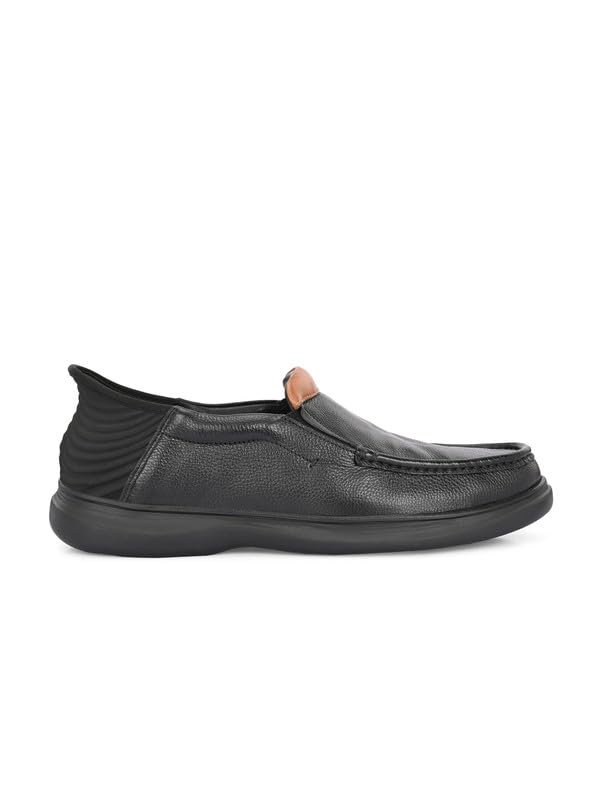 HITZ Men's Black Leather Formal Slip On Shoes - UK 6