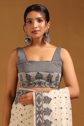 Soch Womens Cream Kota Floral Emrboidered Saree