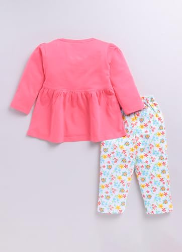 MI Kidz Pure Cotton Full Sleeves Frock and Pant Set for Baby Girls
