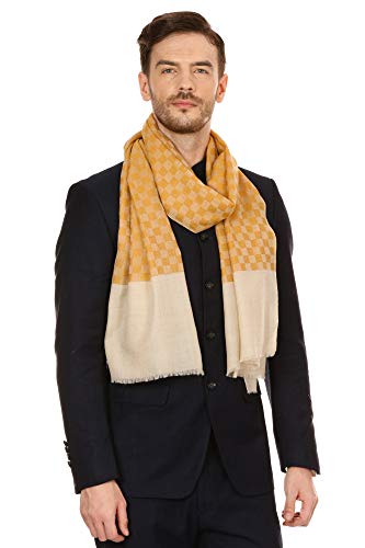 Pashtush Mens Fine Wool Reversible Muffler, Soft and Warm - Yellow
