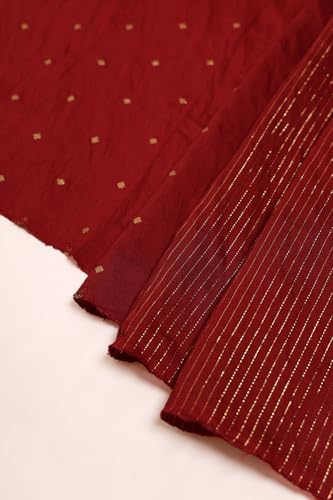 Soch Womens Maroon Chanderi Solid Suit Set With Zari
