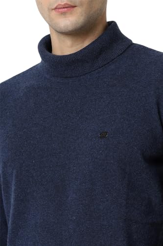 Peter England Men Navy Solid Turtle Neck Sweater