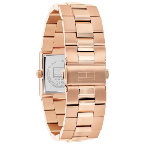 Tommy Hilfiger Ivy Qtz Basic Analog Rectangle Chocolate Dial, Rose Gold Stainless Steel Watch for Women - TH1782971W
