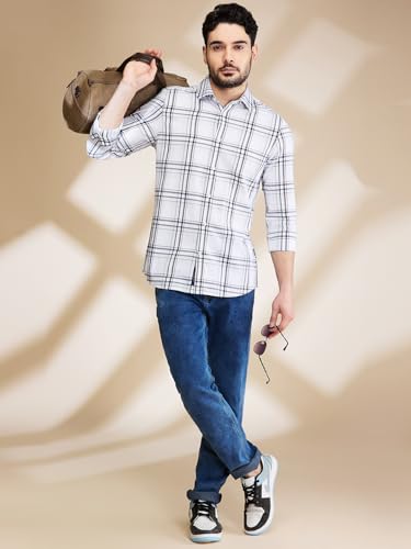 Being Human White Coloured Men Shirts (Size: L)-BHMLSLV24535-WHITE