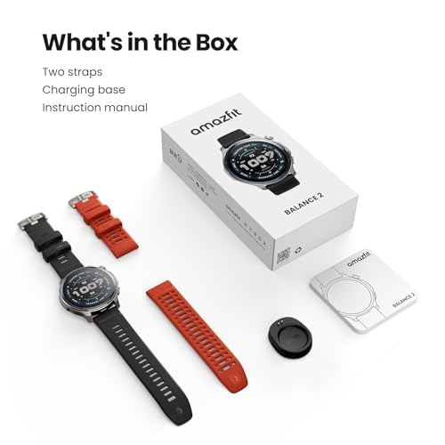 Amazfit Balance 2 Smart Watch 47mm AMOLED Sapphire Glass Display, Dual Band GPS, 21 Days Battery, 170+ Sport Modes, Hyrox Mode, Accurate Readings, for Android & iPhone