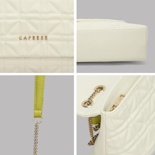 Caprese Aimee Medium Quilted Faux Leather Sling Bag for Women with Adjustable Shoulder Strap & Multi-Compartment | Stylish Crossbody Handbag for Special Occasions Magnetic Button Closure (Alpine Oat)