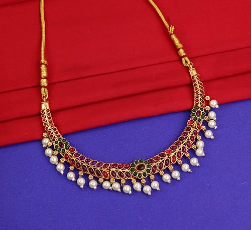 CUTE GOLD Antique Oxidised Plating Necklace With Earring For Women and Girls | Antique Temple Necklace Set for Women & Girls(AN-360) (Modern)