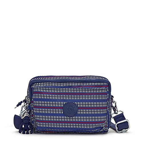 Kipling womens WomenÂ’s Abanu Multi Bag, Lightweight, Adjustable Nylon Waist Pack With Multi-compartment Convertible Crossbody Bag, Blue Geo Print, Small US, Blue Geo Print, 7.5''L x 5''H x 3.25''D