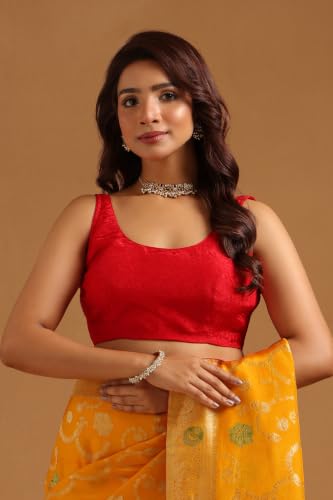 Soch Womens Yellow Crepe Botanical Zari Woven Saree