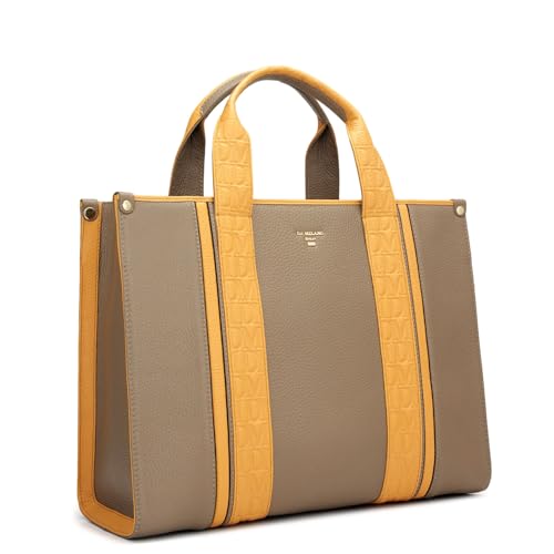 Da Milano Genuine Leather Grey Book Tote (01708) (Large)