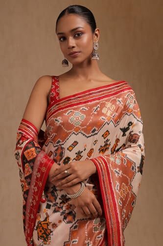 Soch Womens Multicolour Dola Silk Ethnic Motifs Saree With Stone Work