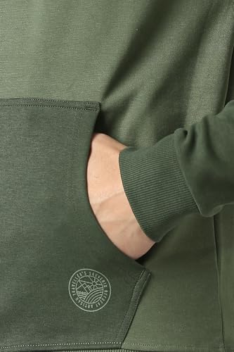 Men Green Embroidered Hooded Neck Sweatshirt