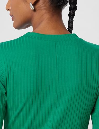 barcino Green Rib Mock Round Neck Midi Dress