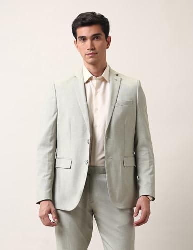 Arrow Men's Self Design Two Piece Ceremonial Suit Light Green