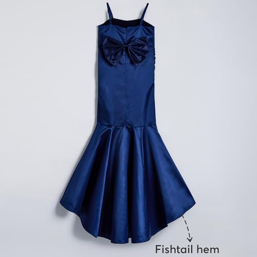 Hopscotch Girls Royal Blue Sleeveless Stone Embellished Sheath Gown For Age (4-5 Years)